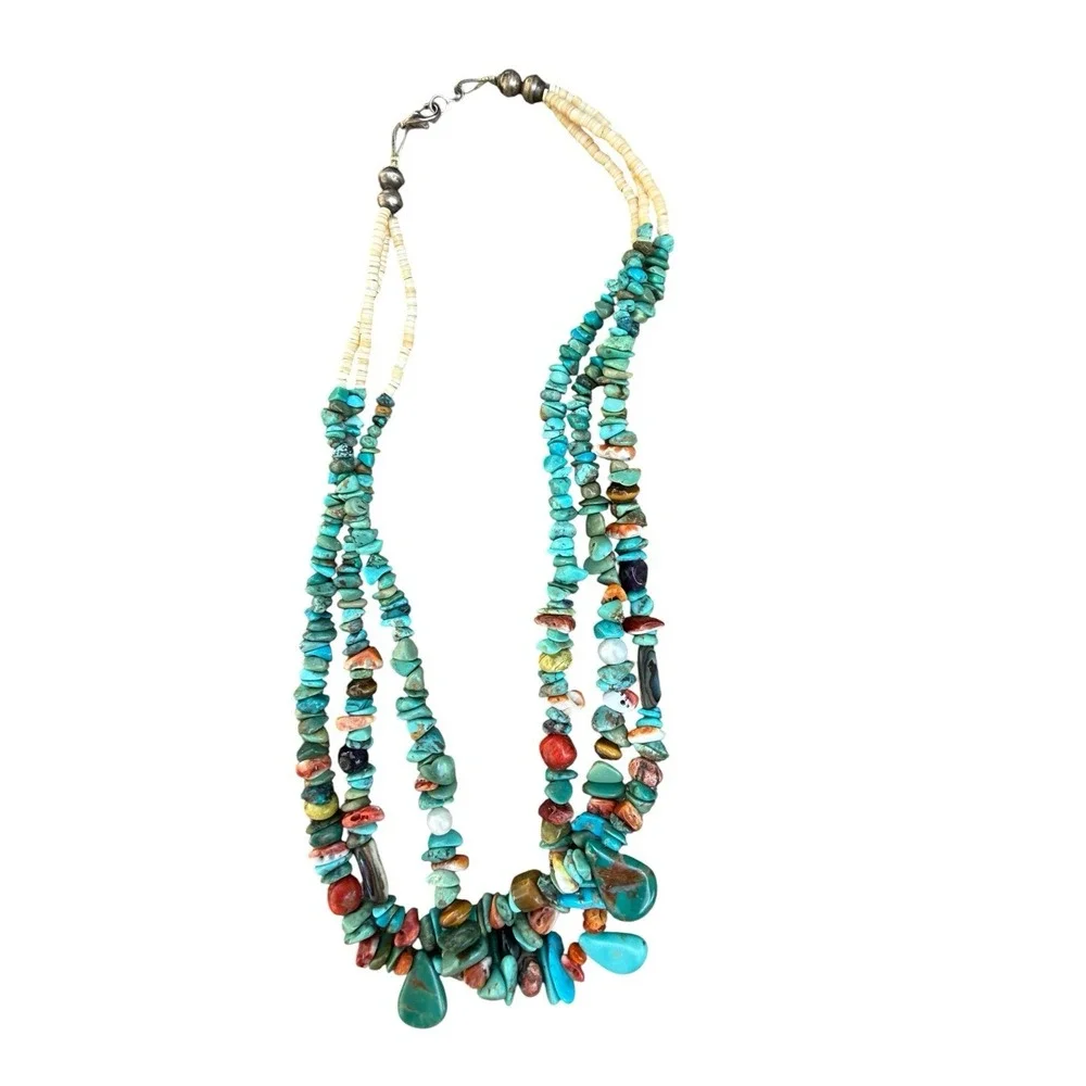 Boho Turquoise Color Jewelry Lot 6 Pc Necklaces Bracelet Bangles Statement
